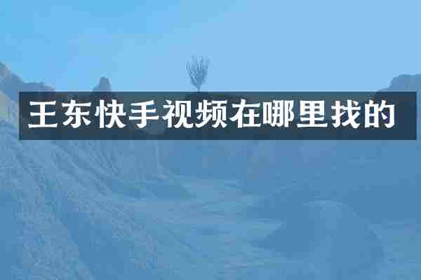 王东快手视频在哪里找的