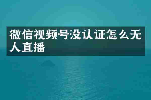 微信视频号没认证怎么无人直播