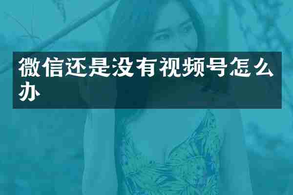 微信还是没有视频号怎么办