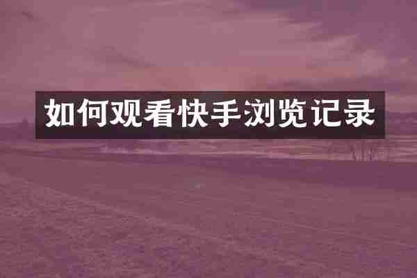 如何观看快手浏览记录