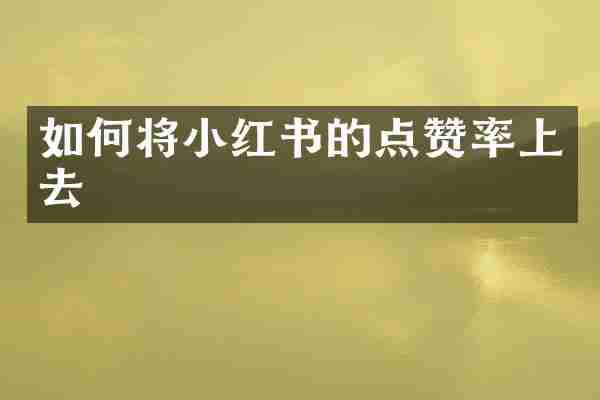 如何将小红书的点赞率上去