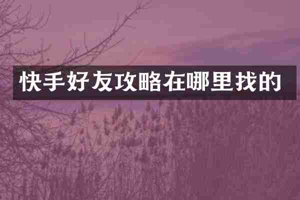 快手好友攻略在哪里找的