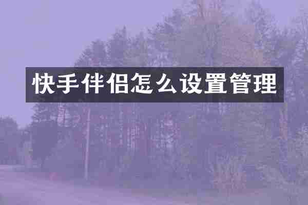 快手伴侣怎么设置管理
