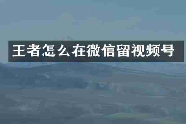 王者怎么在微信留视频号