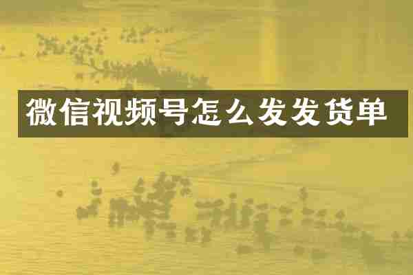 微信视频号怎么发发货单