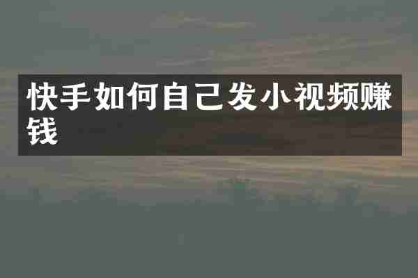 快手如何自己发小视频赚钱