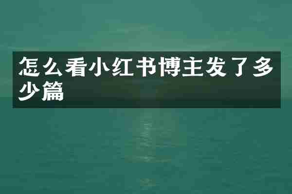 怎么看小红书博主发了多少篇