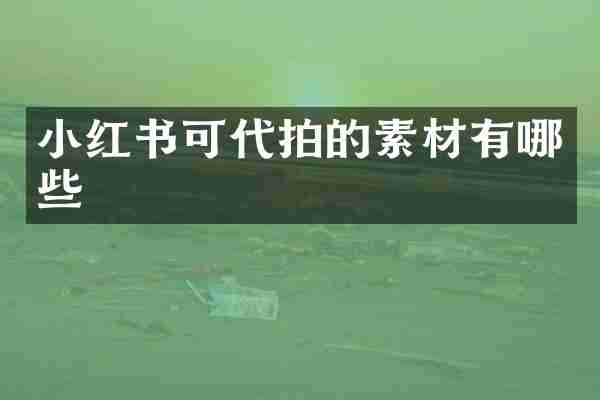 小红书可代拍的素材有哪些