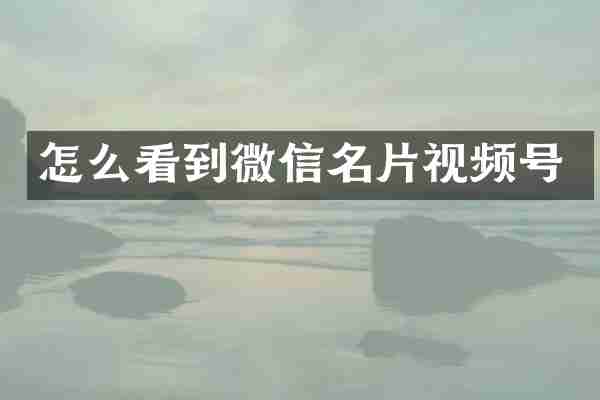 怎么看到微信名片视频号