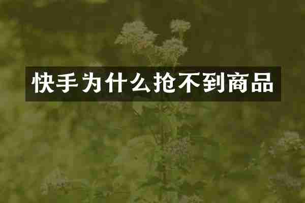 快手为什么抢不到商品