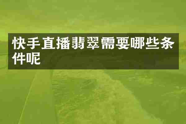 快手直播翡翠需要哪些条件呢
