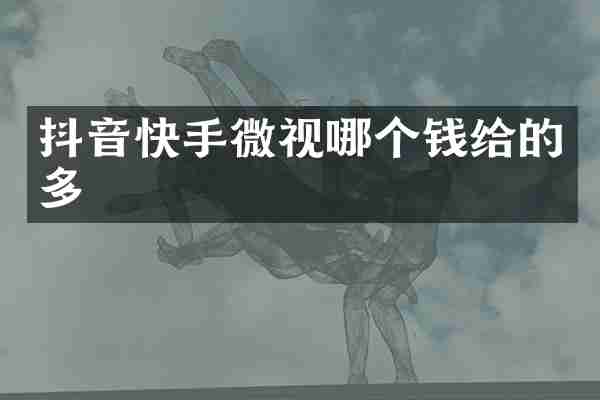 抖音快手微视哪个钱给的多