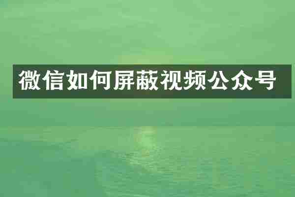 微信如何屏蔽视频公众号