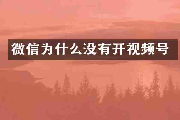 微信为什么没有开视频号