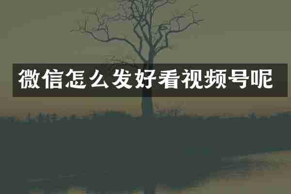 微信怎么发好看视频号呢