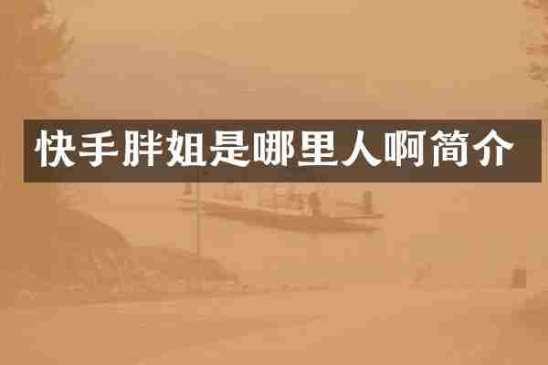 快手胖姐是哪里人啊简介