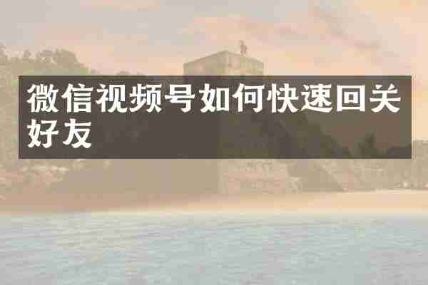 微信视频号如何快速回关好友