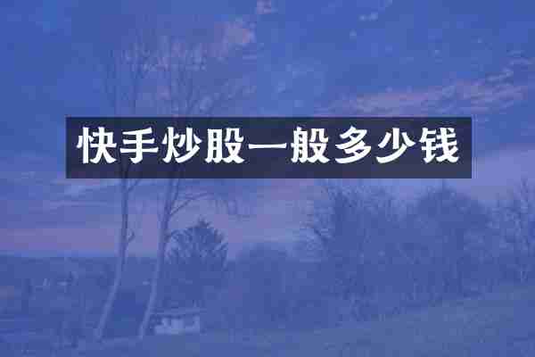 快手炒股一般多少钱