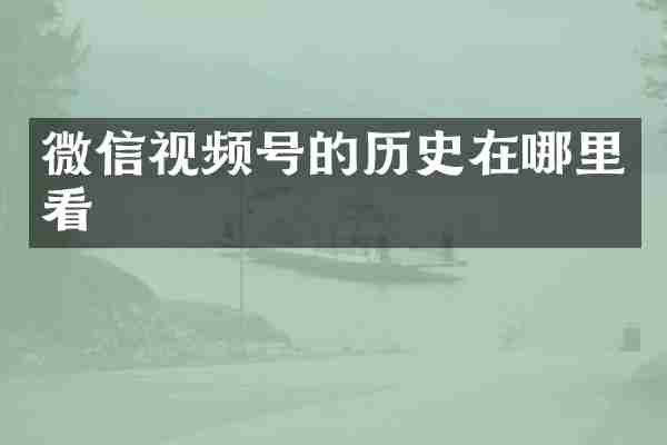 微信视频号的历史在哪里看