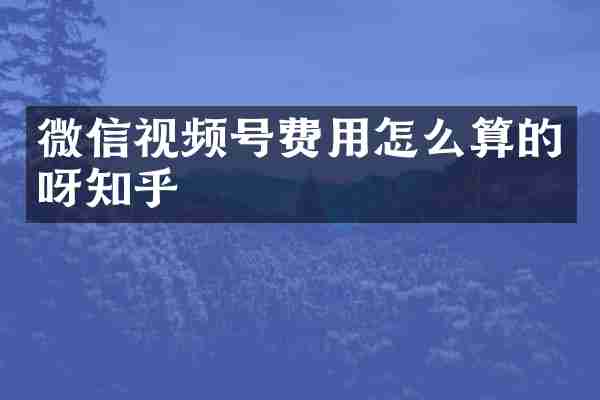微信视频号费用怎么算的呀知乎