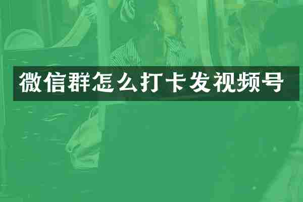 微信群怎么打卡发视频号