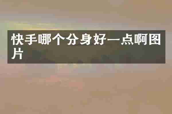 快手哪个分身好一点啊图片