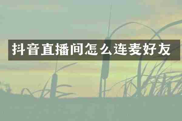 抖音直播间怎么连麦好友