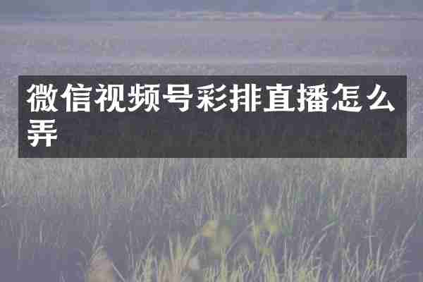 微信视频号彩排直播怎么弄