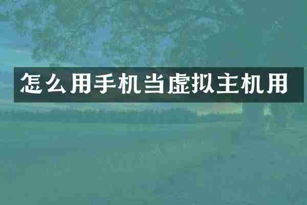 怎么用手机当虚拟主机用