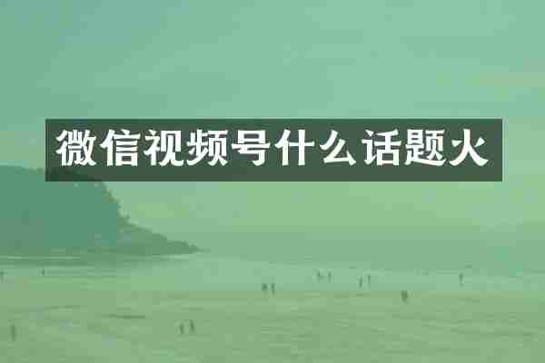 微信视频号什么话题火
