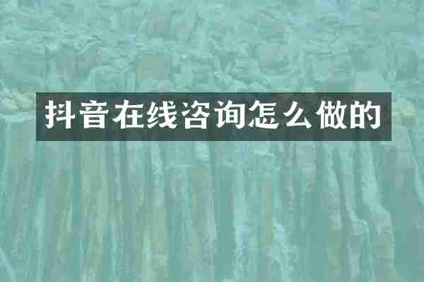 抖音在线咨询怎么做的
