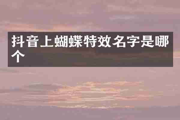 抖音上蝴蝶特效名字是哪个