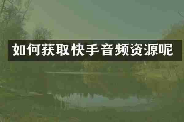 如何获取快手音频资源呢