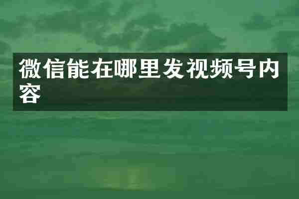 微信能在哪里发视频号内容
