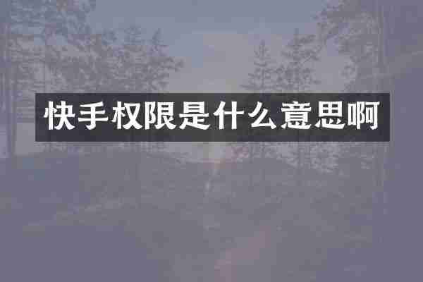 快手权限是什么意思啊