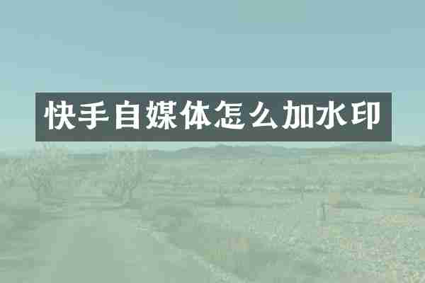 快手自媒体怎么加水印