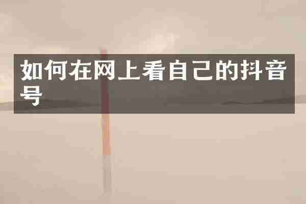 如何在网上看自己的抖音号