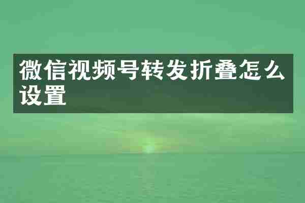 微信视频号转发折叠怎么设置