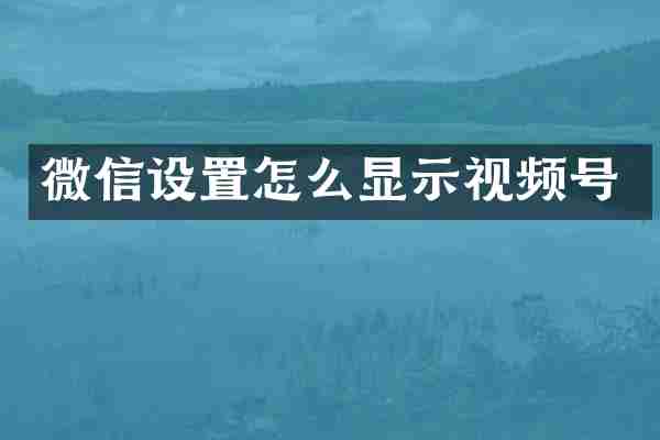 微信设置怎么显示视频号