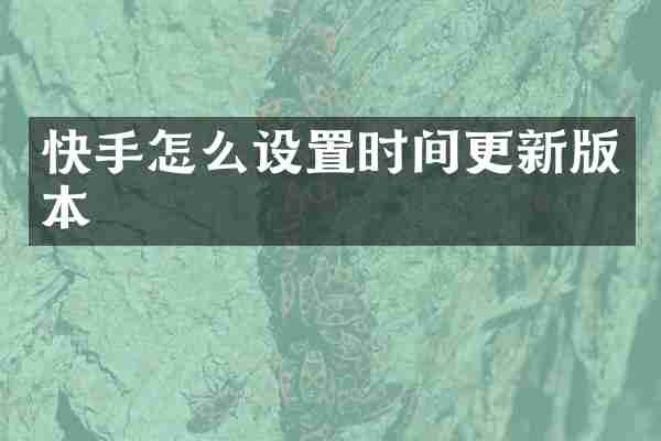 快手怎么设置时间更新版本