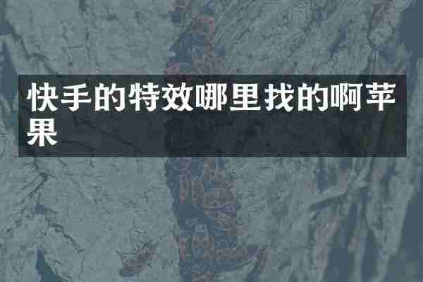 快手的特效哪里找的啊苹果