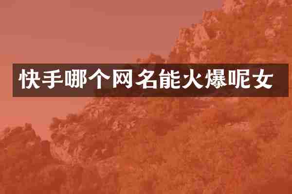 快手哪个网名能火爆呢女