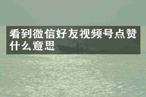 看到微信好友视频号点赞什么意思