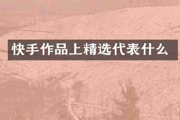 快手作品上精选代表什么