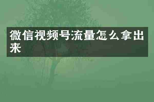 微信视频号流量怎么拿出来