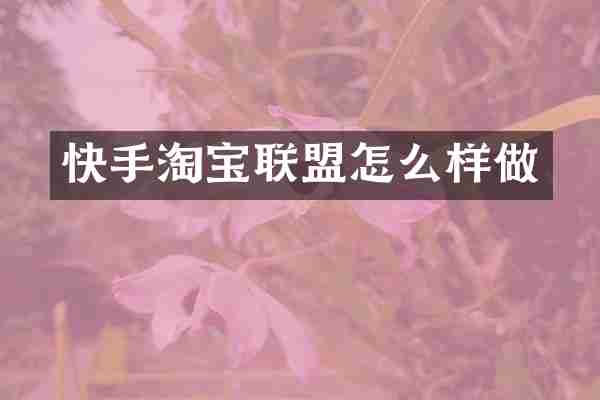 快手淘宝联盟怎么样做