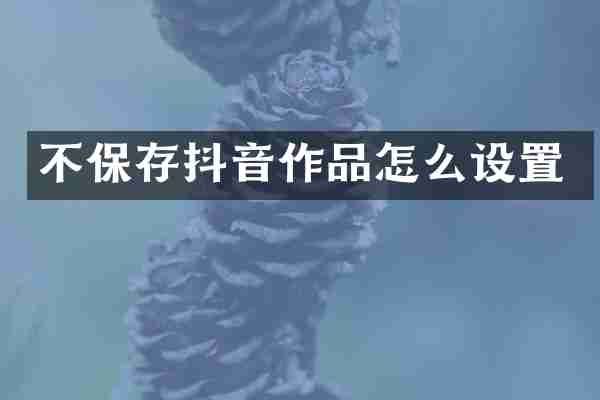 不保存抖音作品怎么设置