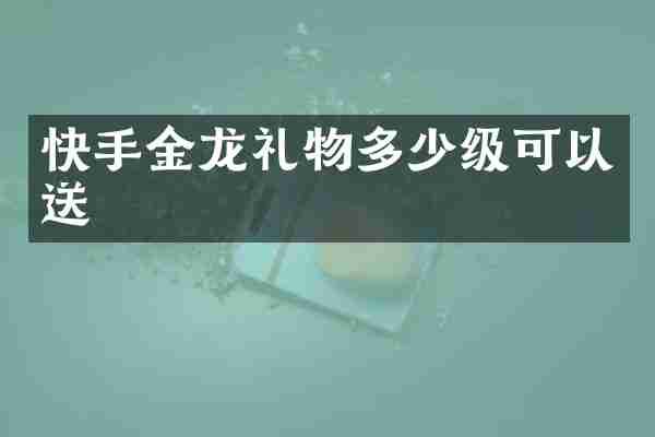 快手金龙礼物多少级可以送