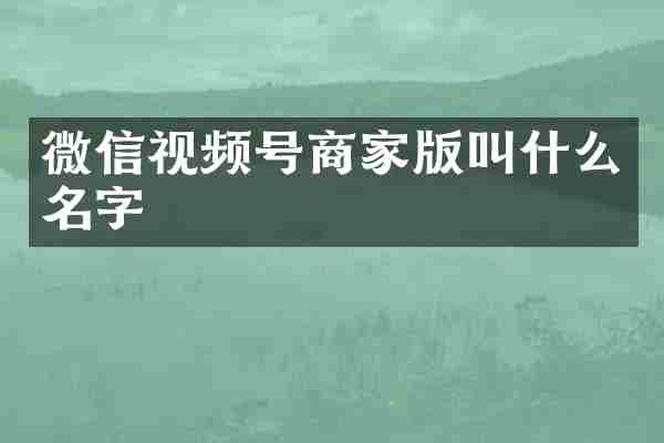 微信视频号商家版叫什么名字