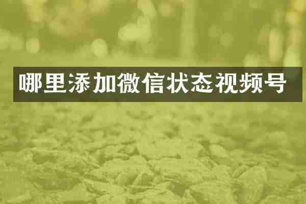 哪里添加微信状态视频号
